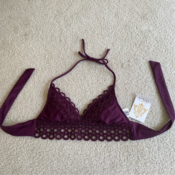 NWT Purple BECCA SWIM triangle bikini top, small - Picture 2 of 12